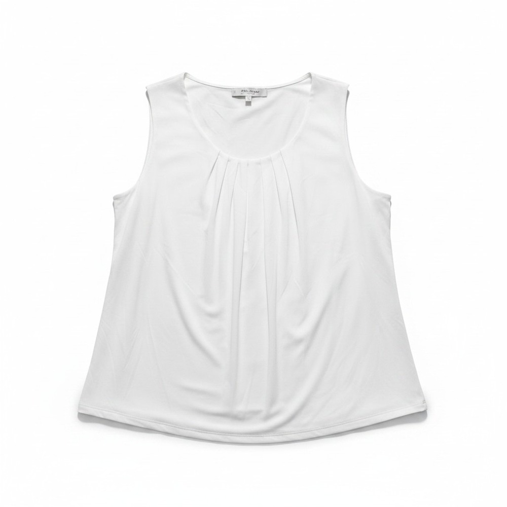 Jones Studio 1X White Womens Pleated Tank Top Shell Casual Minimalist